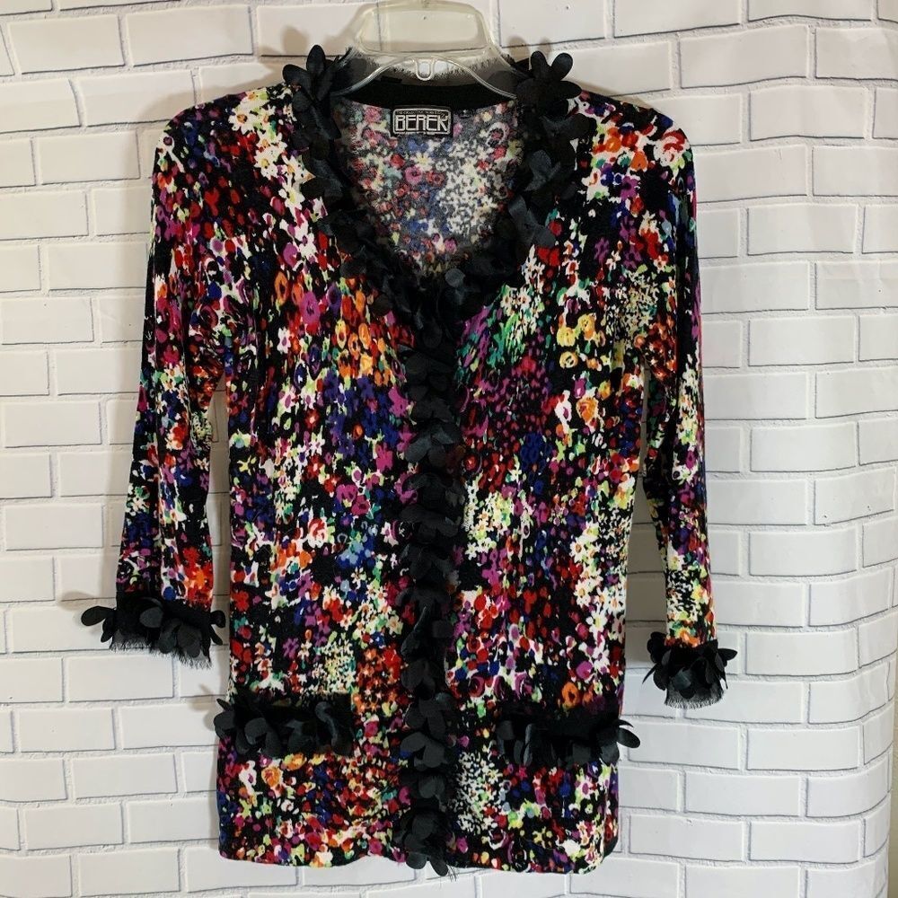 Berek‎ Floral Print Daisy Trim Cardigan